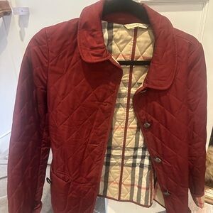Burberry authentic Red Quilted Jacket with Plaid Lining